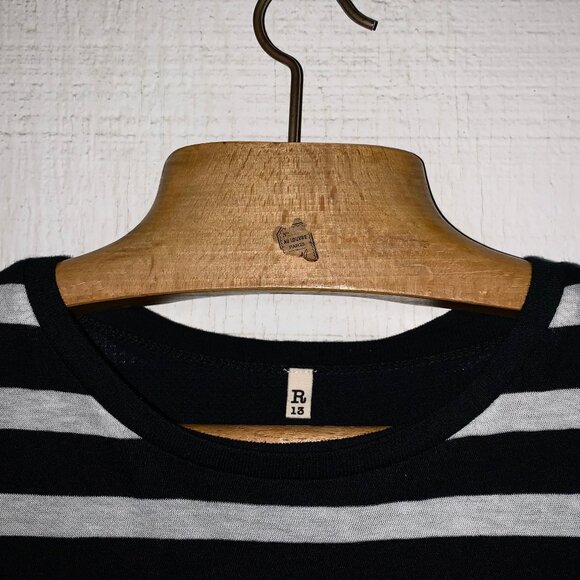 R13 Black & Ecru Stripe Double Thermal Tee - Picture 10 of 11